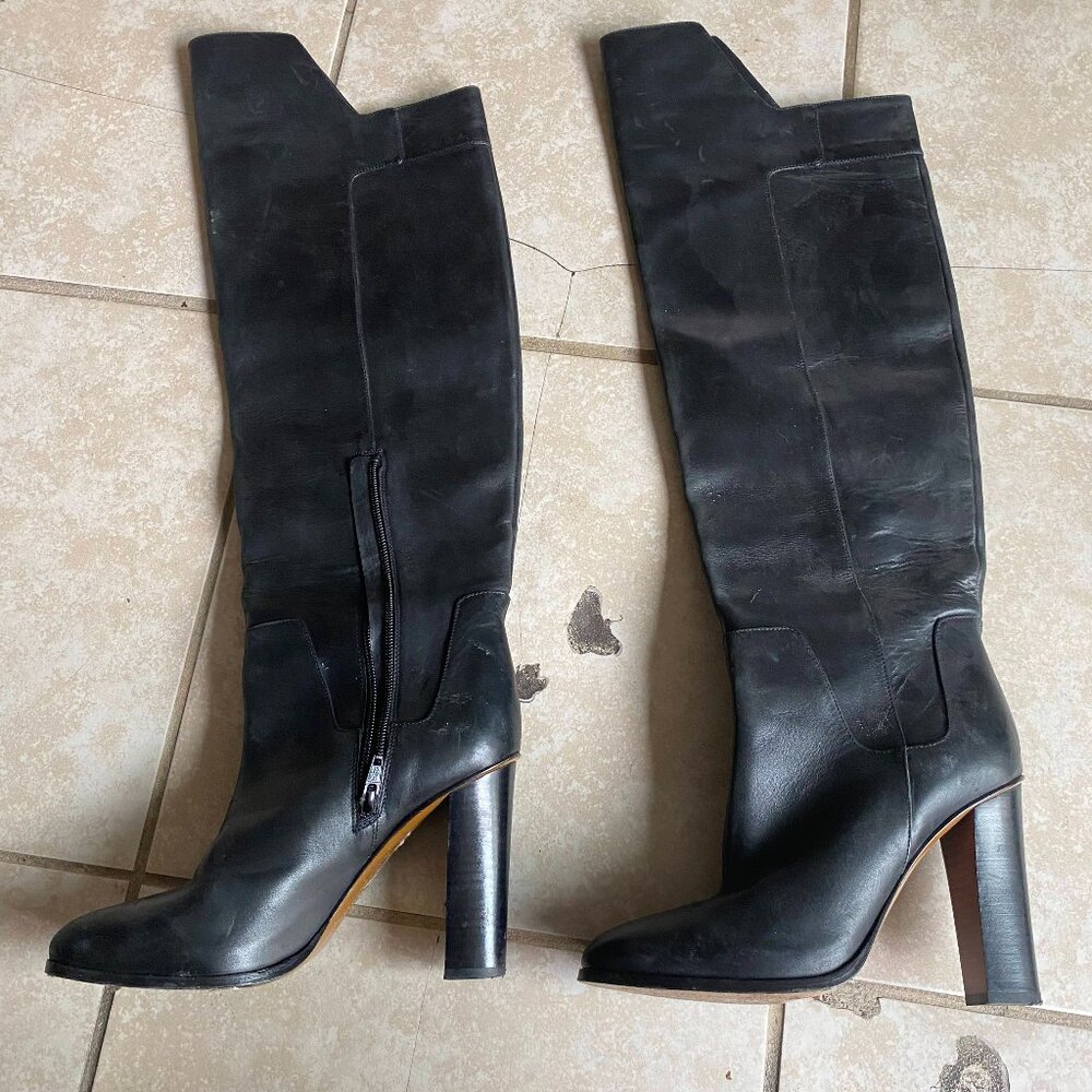 Vince. Knee high black heeled boots